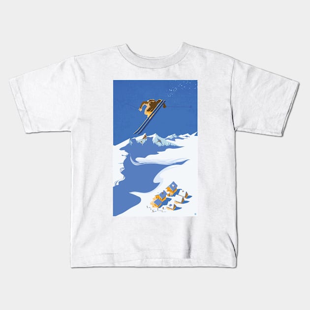 Sky Skier Kids T-Shirt by SFDesignstudio